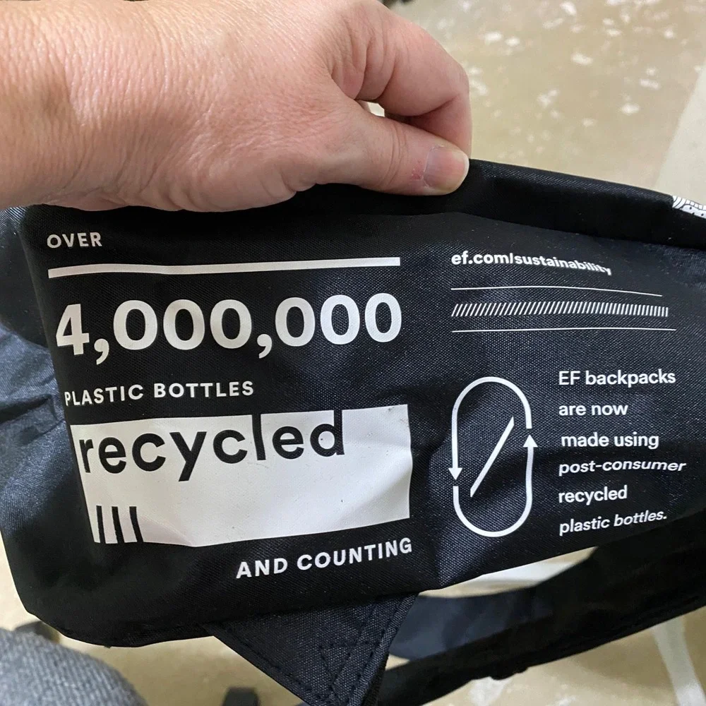 EF Education First Black Recycled Plastic Bottle Backpack Sustainable Daypack